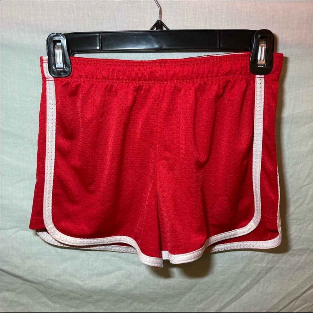 Baseball Red and White Stripe Sporty Lightweight Short Shorts Size Small
